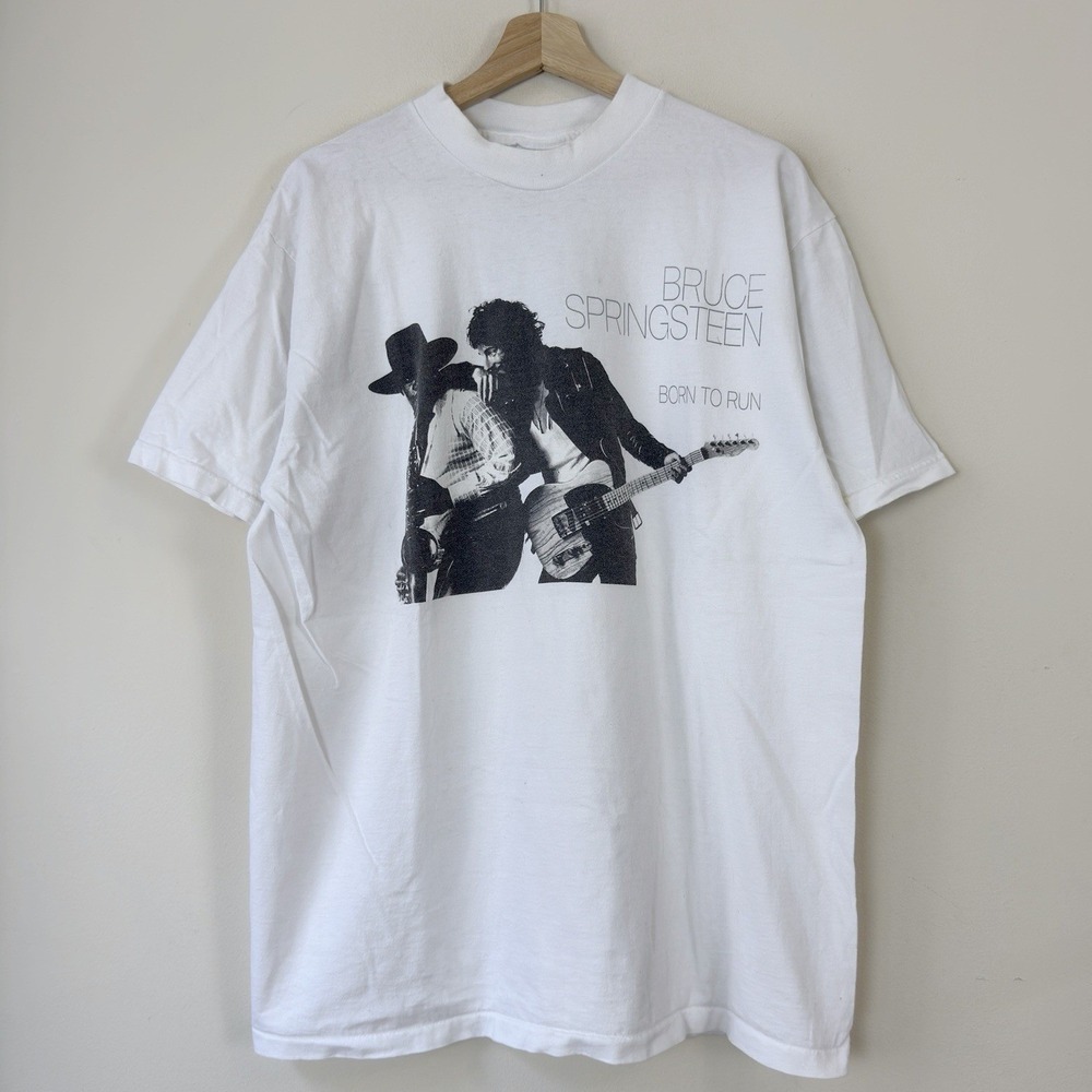 Vintage 90's Bruce Springsteen Born To Run Concert Tour USA White Tee Shirt - XL